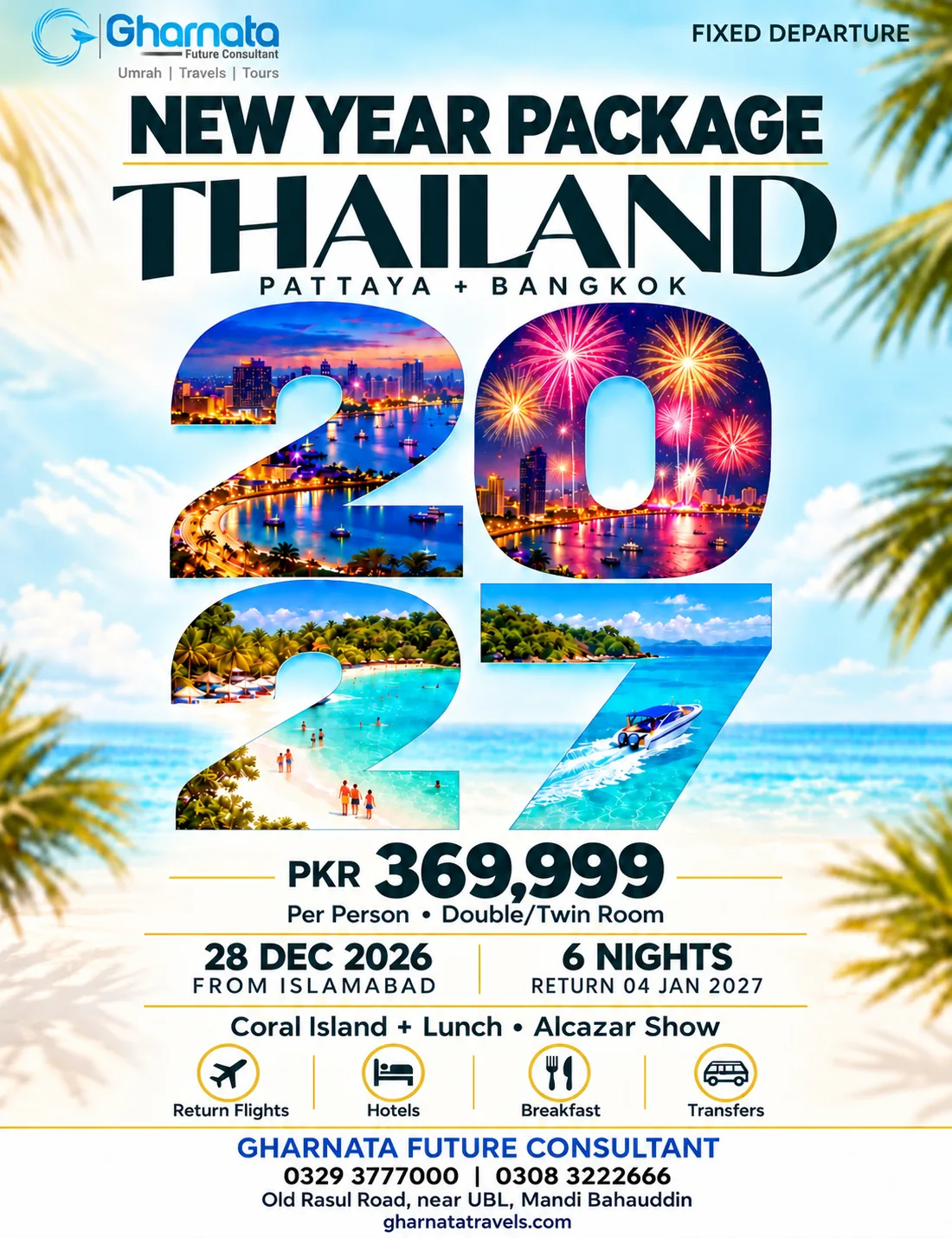 Gharnata Thailand New Year offer: Pattaya and Bangkok, departing 28 December 2026 from Islamabad